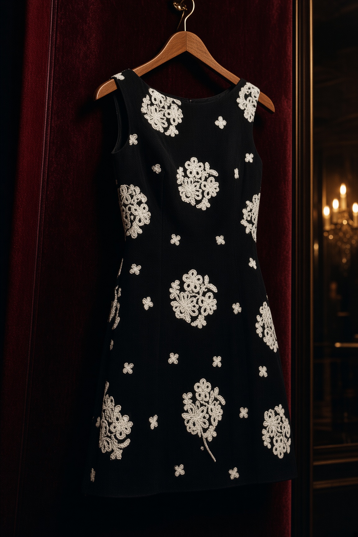 The black dress with white flowers